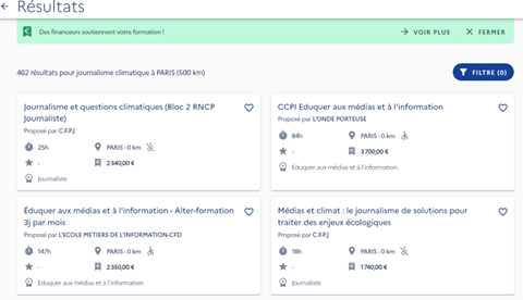 Résultats - Mon compte formation